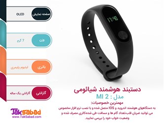 اینفوگرافی دستبند هوشمند شیائومی مدل mi2